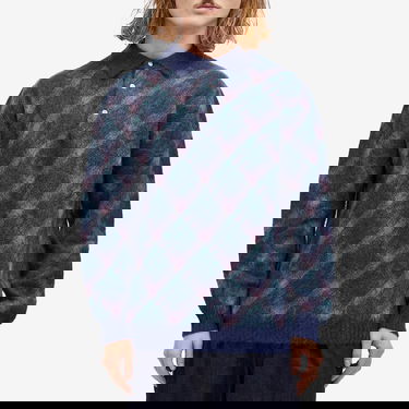 Sweater BEAMS Long Sleeve Jacquard Knit Polo Shirt Blå | 3812-0028-156-79, 2
