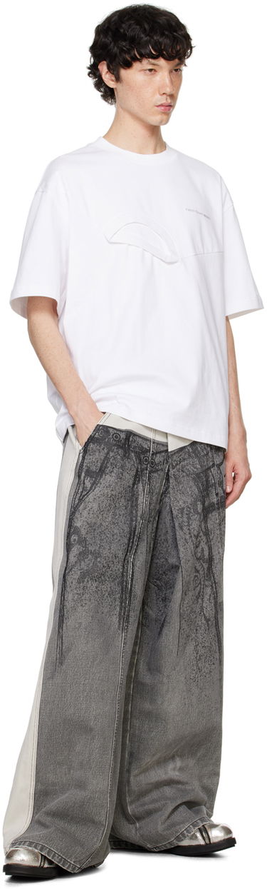 T-shirt Feng Chen Wang Feng Chen Wang Paneled Collar T-Shirt Hvid | FF12TSH713, 3
