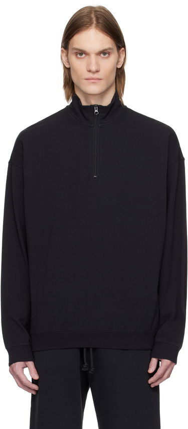 Sweater SKIMS SKIMS Jersey Relaxed Quarter Zip Sweatshirt Sort | PL-ZUP-6901M-OBSIDIAN, 0