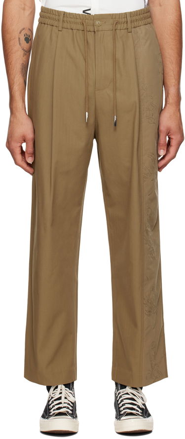 Bukser Feng Chen Wang Feng Chen Wang Embroidered Panel Trousers Grøn | FUF14TR08, 0