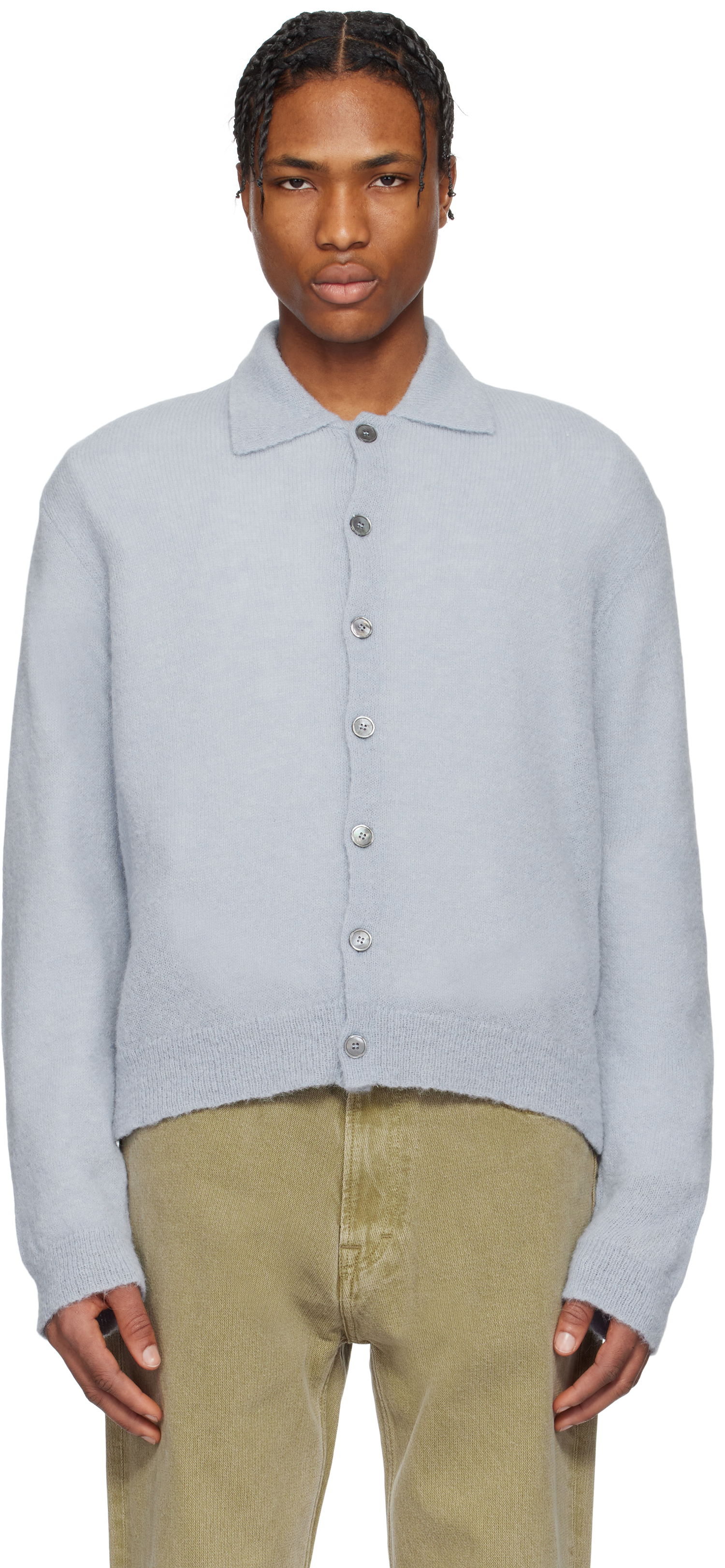 Sweater OUR LEGACY Our Legacy Evening Polo Cardigan Blå | M2253EL, 0