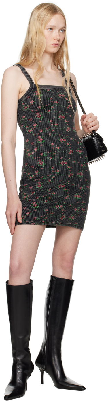 Kjole Alexander Wang Alexander Wang Floral-Print Waffle Knit Mini Dress Sort | 8C4246605P, 3