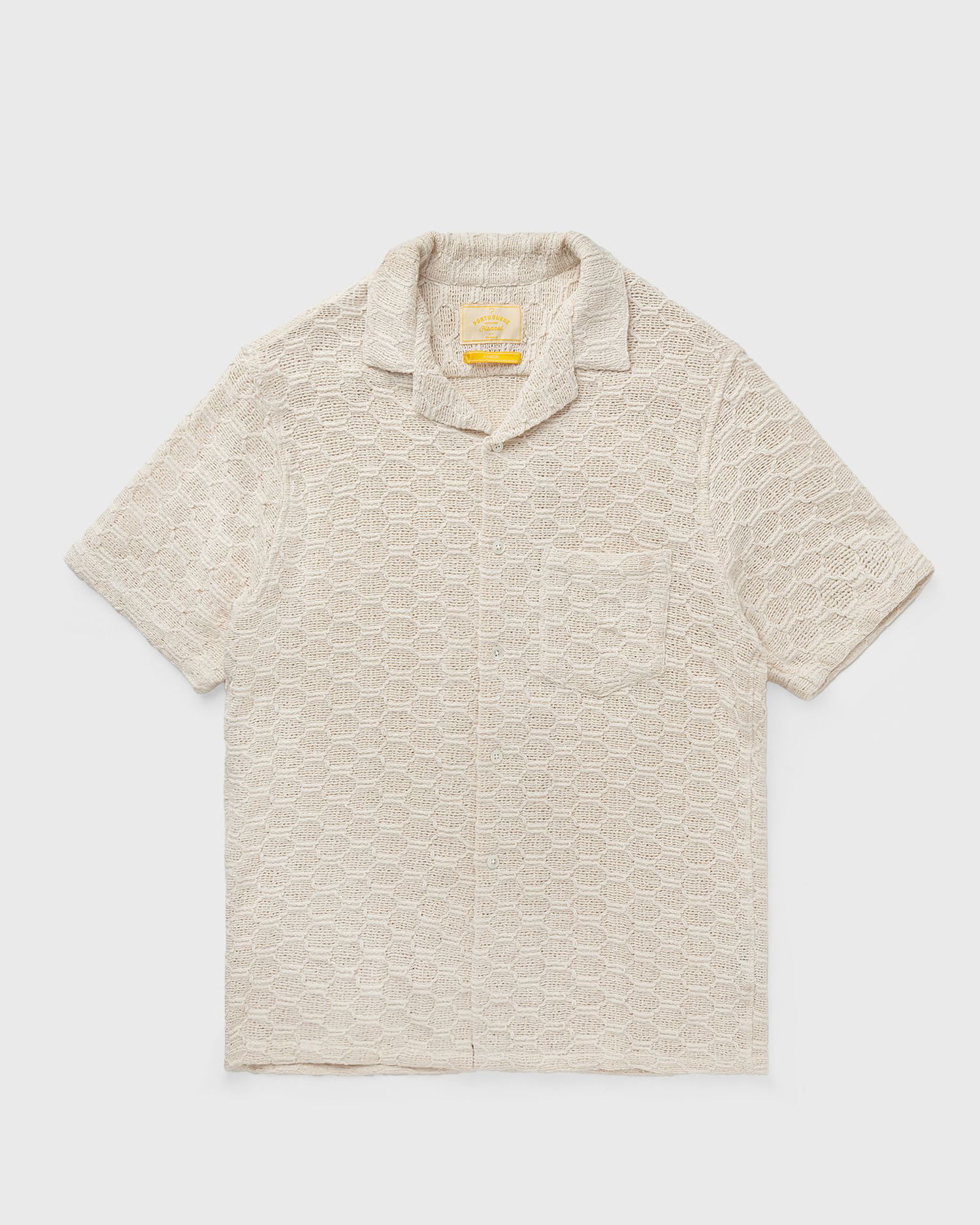 Skjorte Portuguese Flannel Knitted Short Sleeve Camp Collar Shirt Beige | SS25.062.WHITE, 0