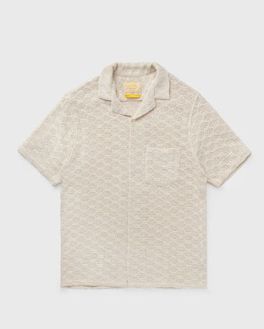 Skjorte Portuguese Flannel Knitted Short Sleeve Camp Collar Shirt Beige | SS25.062.WHITE, 0