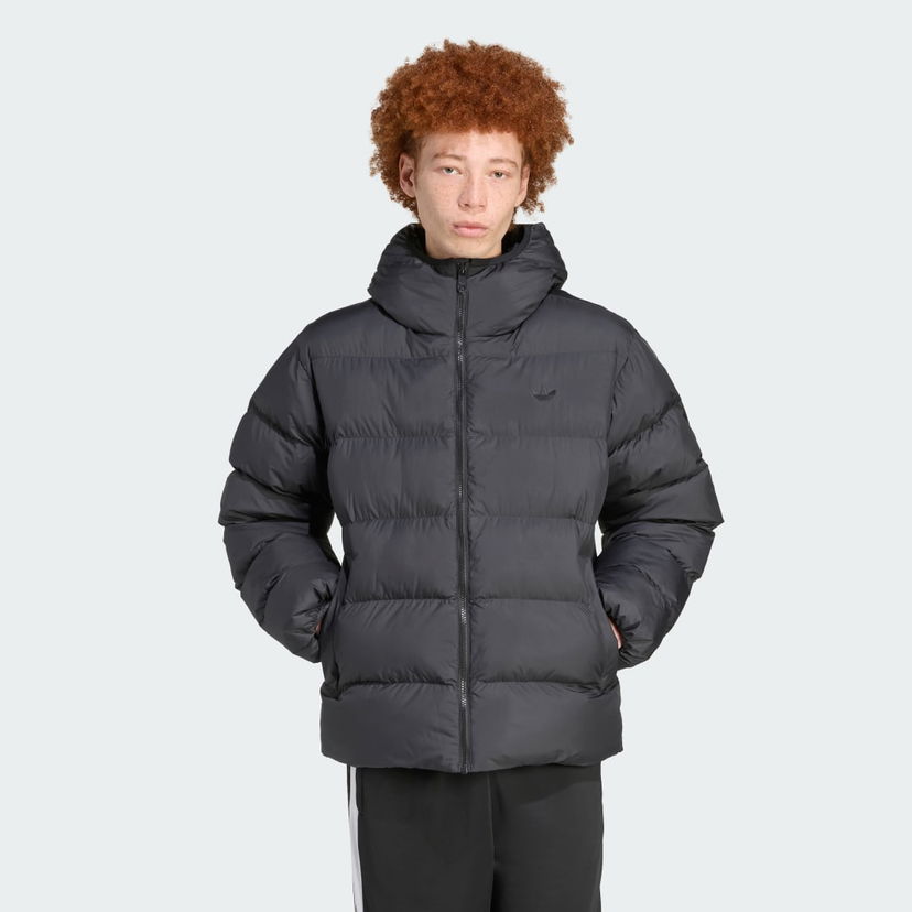 Puffer jakke adidas Performance Hooded Puffer Jacket Sort | JX4123