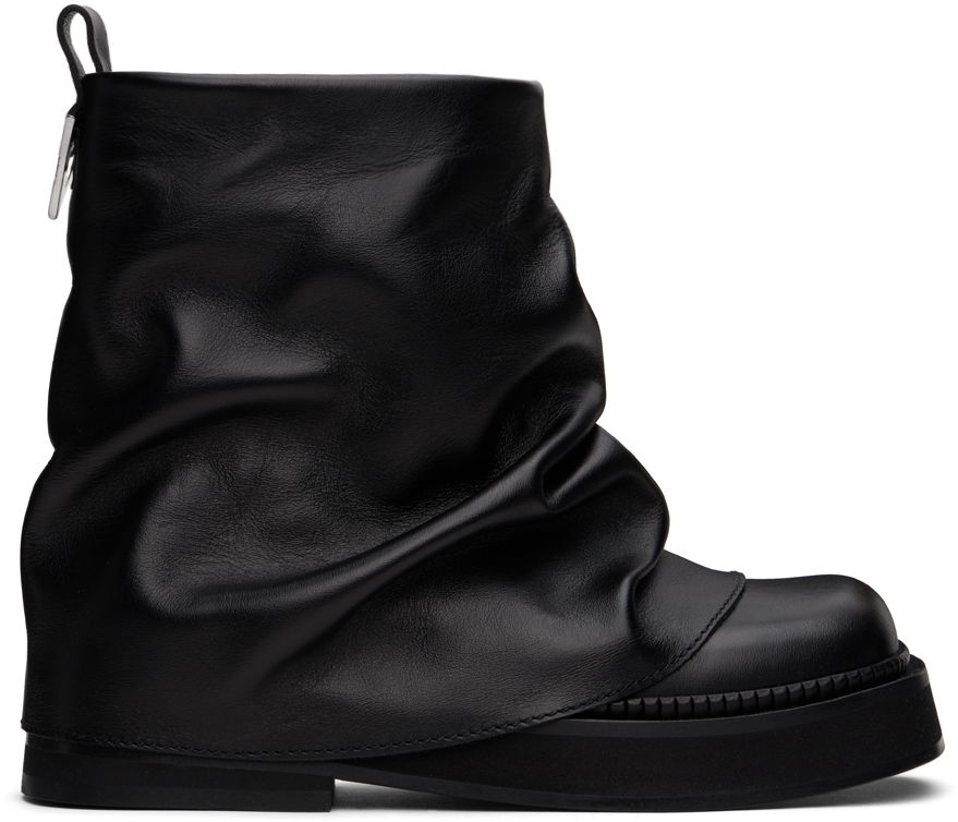 Frakker The Attico Attico Mini Robin Slouch Leather Boots Sort | 247WS832 L019, 0