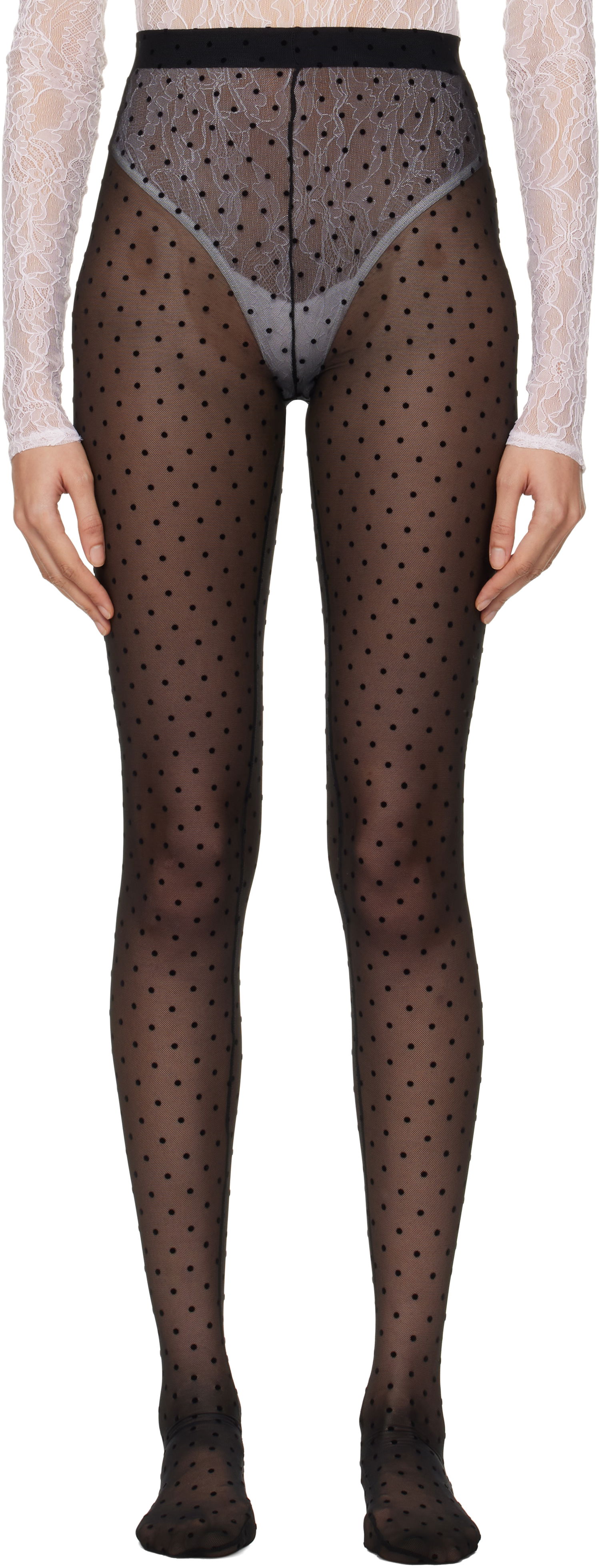 Sokker WARDROBE.NYC Sheer Polka Dot Tights Sort | W2222F24PD, 0
