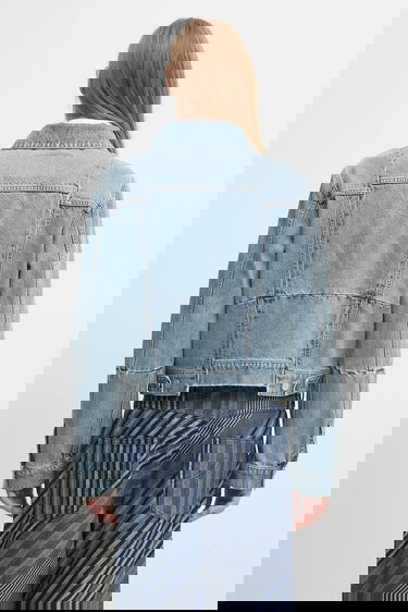 Jakke VETEMENTS VETEMENTS Cut-Up Fitted Denim Jacket Blå | UH76DJ660LB3, 2