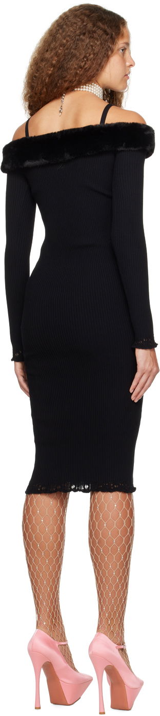 Kjole Blumarine Blumarine Faux-Fur Trim Midi Dress Sort | A322A384B, 2