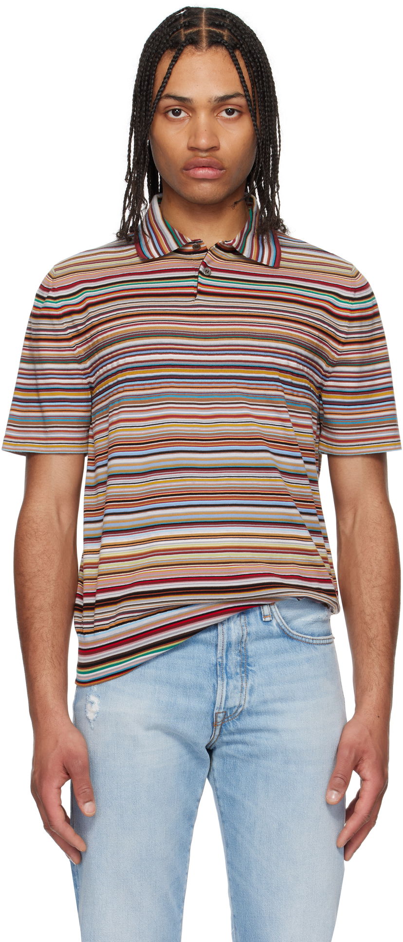 Polo skjorte Paul Smith Paul Smith Signature Stripe Knitted Polo Flerfarvet | M1R-270Y-P02682