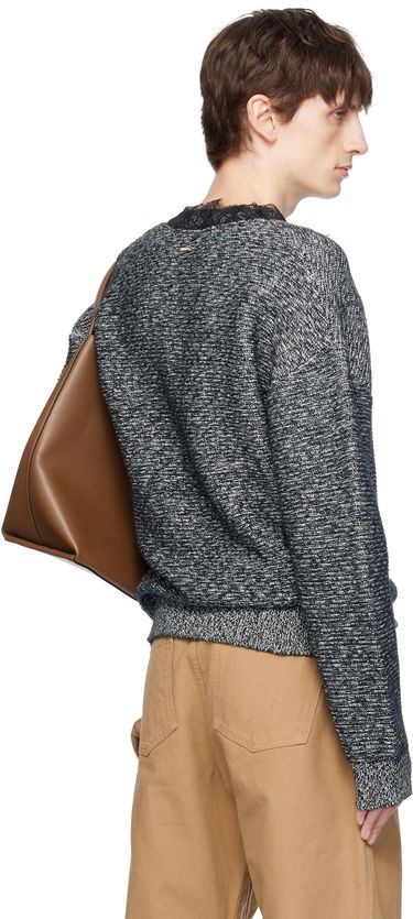 Sweater JW Anderson JW Anderson V-Neck Lace Trim Sweater Grå | KW1360-YN0402, 2