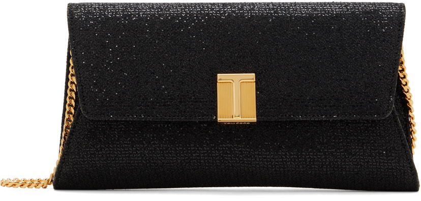 Skuldertaske Tom Ford Glitter Textured Fabric Bag With Chain Strap Sort | L1736-TSY053X
