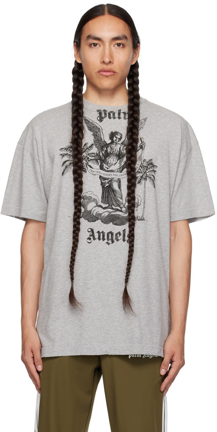 T-shirt Palm Angels Gray University Grå | PMAA072F23JER0030910, 0