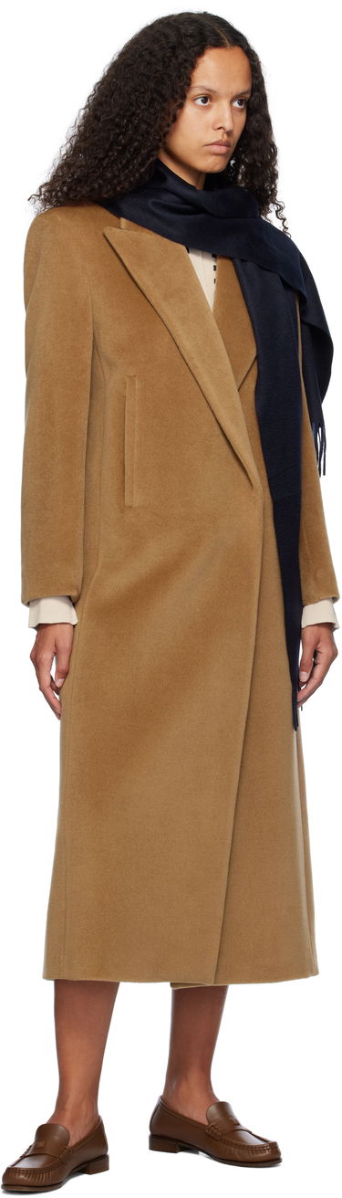 Tørklæde Max Mara Embroidered Logo Wool Scarf Mørkeblå | 2424546312600 MM02232, 2