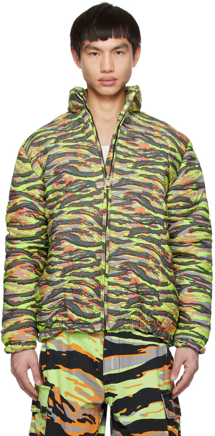 Puffer jakke ERL ERL Camo Down Jacket Grøn | ERL06C003