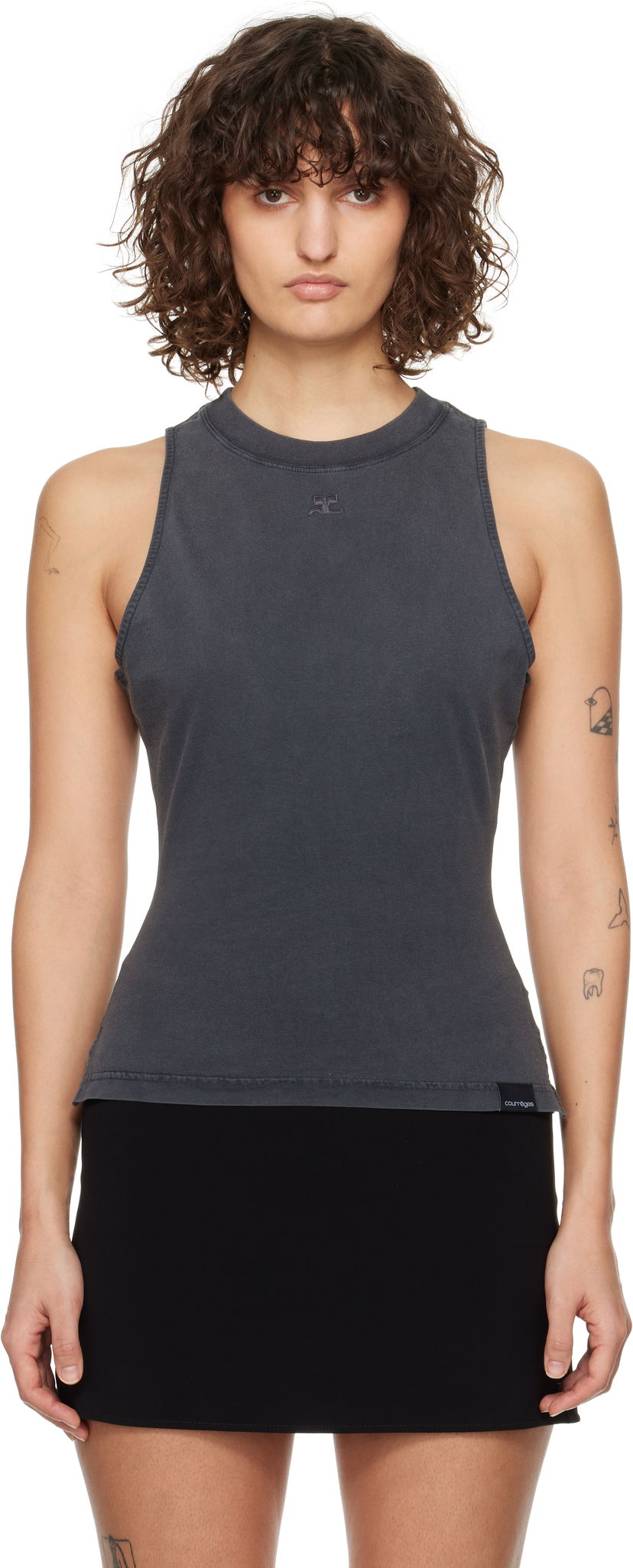 Tanktop Courrèges Courrèges Fitted Stonewashed Tank Top Grå | 125JDE094JS0110
