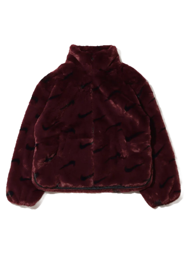 Jakke Nike Printed Faux Fur Jacket Bourgogne | DQ6843-652