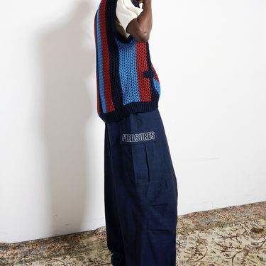 Cargo bukser Pleasures Visitors Wide Fit Cargo Pants Mørkeblå | P23F012-NAVY, 6