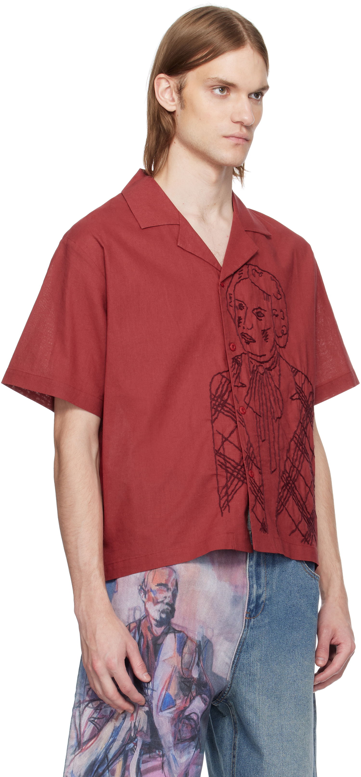 Skjorte KidSuper KidSuper Hand Stitched Shirt Rød | SS25-SST-05, 1