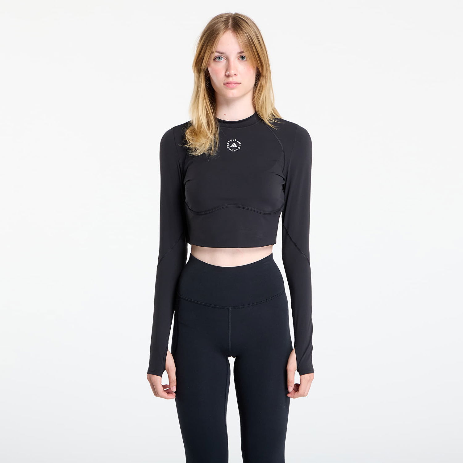 Crop top adidas Performance Stella McCartney Training Longsleeve Crop Black Sort | JW4566, 0