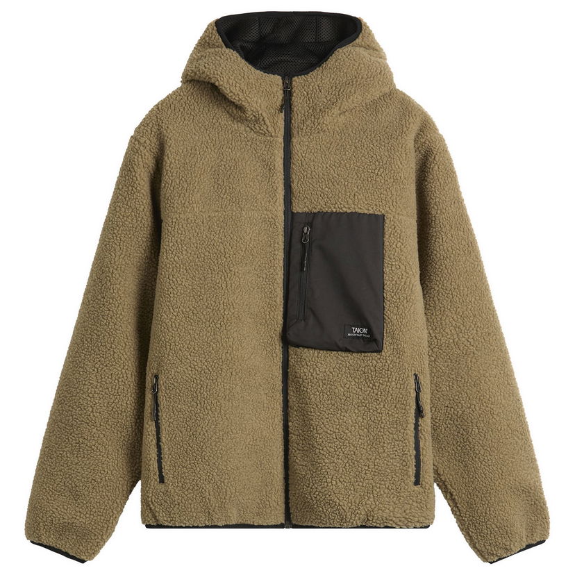 Jakke TAION Mountain Boa Hooded Fleece Jacket Beige | TAION-106NDMBMT-BEBK