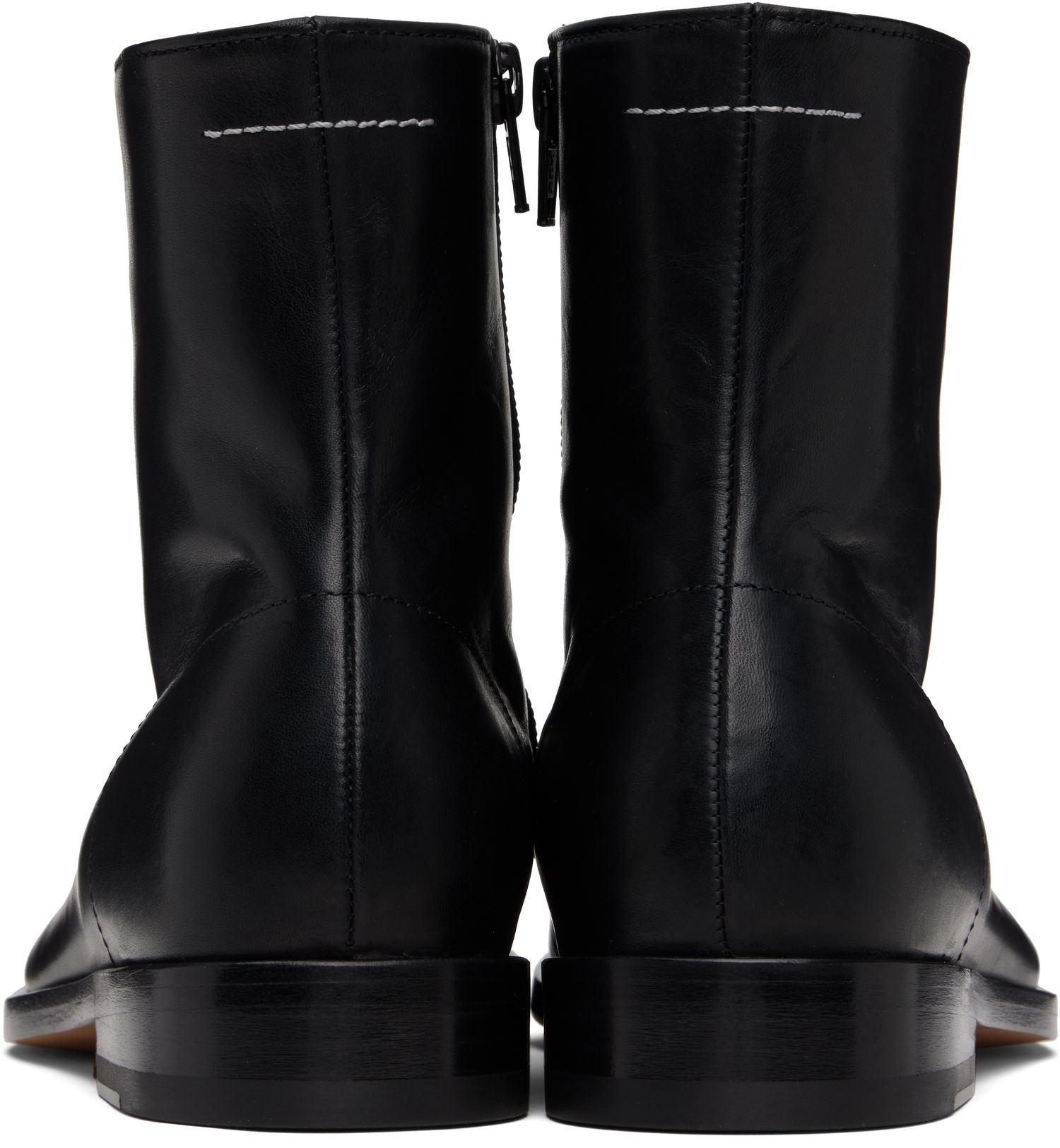 Sneakers og sko Maison Margiela MM6 Maison Margiela Shiny Vegetable Tanned Leather Trunk Boots Sort | S59WU0262 P5000, 1