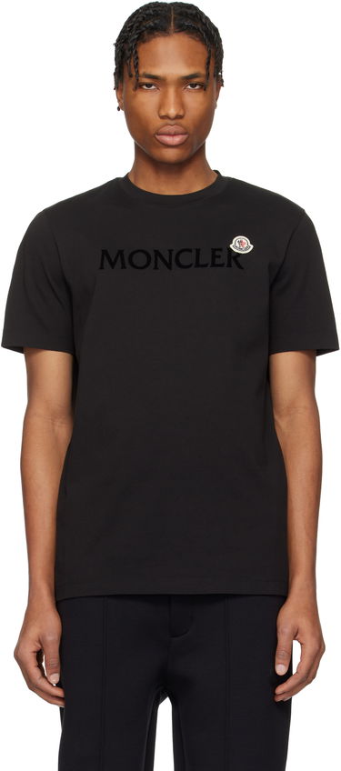 T-shirt Moncler Moncler Flocked Logo Cotton T-Shirt Sort | K10918C000758390T, 0