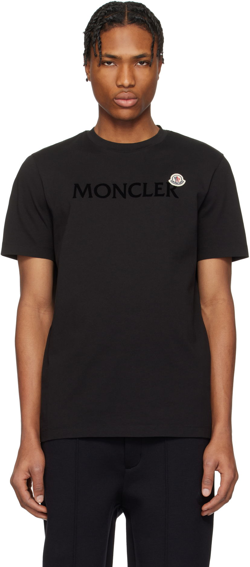 T-shirt Moncler Moncler Flocked Logo Cotton T-Shirt Sort | K10918C000758390T