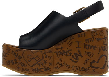 Skopleje CHLOÉ Chloé Maxime Wedge Sandals Sort | CHC25U10GLU, 2