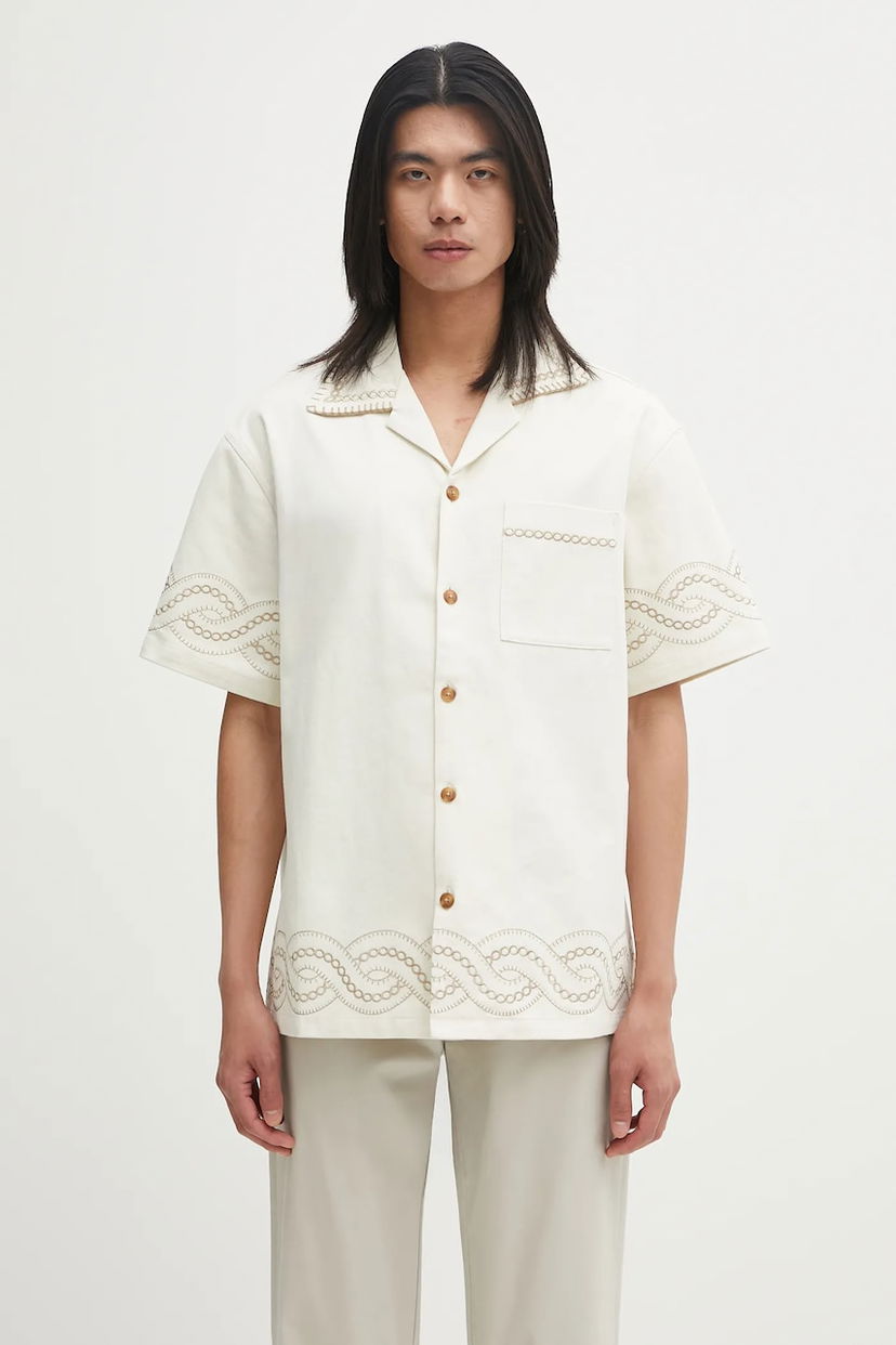 Skjorte Drôle de Monsieur Drôle de Monsieur La Chemise BrodEe Tresses Embroidered Shirt Hvid | H.SH227.CO215