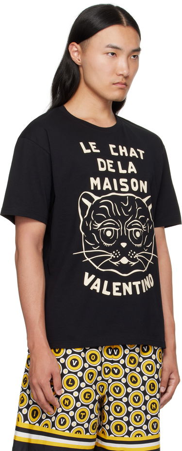 T-shirt Valentino Valentino 'Le Chat De La Maison' Cotton T-Shirt Sort | 7V3MG16PB32, 1