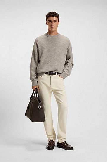 Sweater BOSS Relaxed-fit Crew-neck Virgin Wool Sweater Grå | 50550001, 1