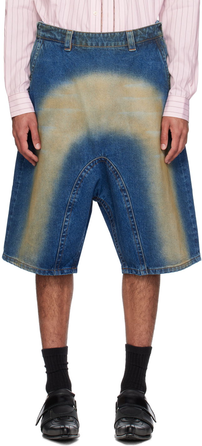 Shorts Y/PROJECT Sprayed Denim Shorts Blå | 207SO001