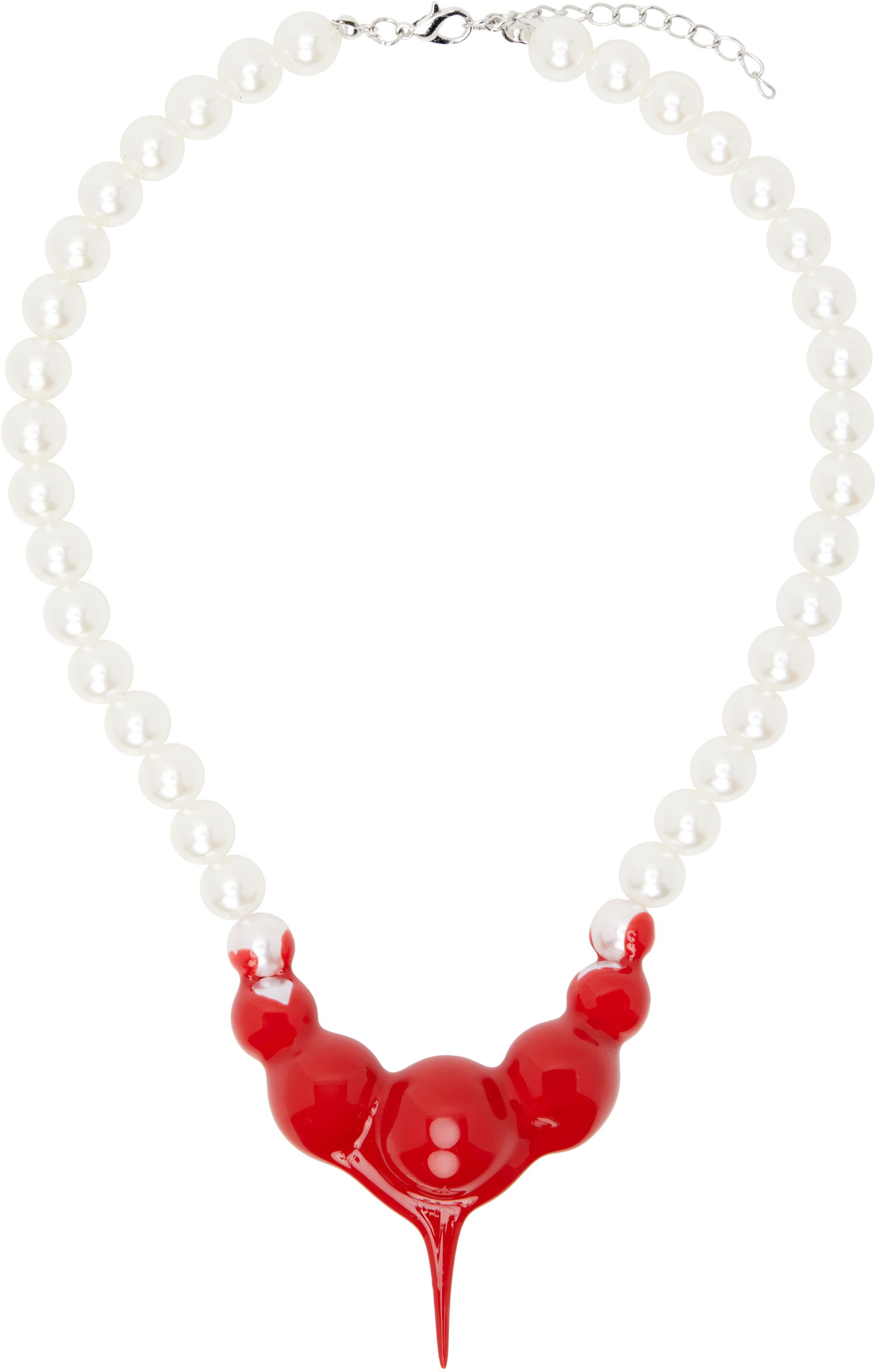 Halskæde Ottolinger Ottolinger Pearl Necklace with Red Pendant Rød | 125-902925-01, 0