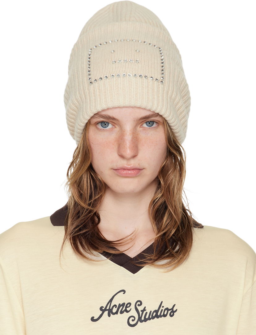 Beanie Acne Studios Beige Embellished Square Beanie Beige | C40367-