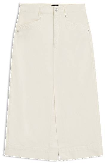 Nederdel BOSS Midi Rigid Denim Skirt Hvid | 50542546