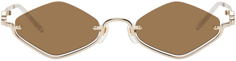 Solbriller Gucci Gold Geometric Sunglasses Metalisk | GG1604S-002