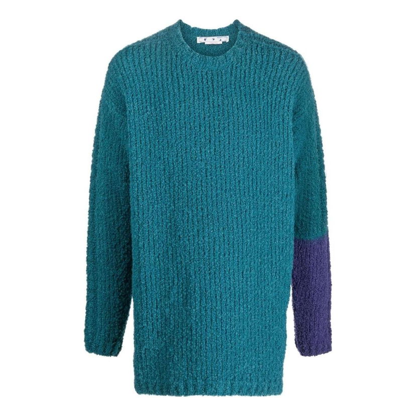 Sweater Off-White Contrasting Colors Round Neck Sweater Blå | OMHE124F22KNI0015535IRISH