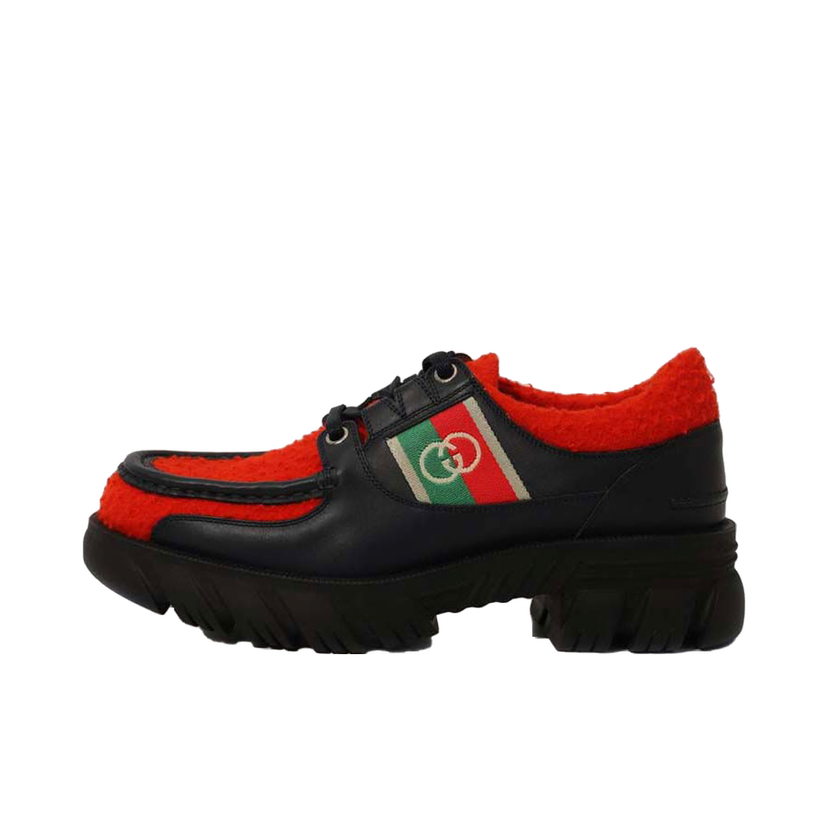 Sneakers og sko Gucci Interlocking G Lace-Up Derbys Red Black Sort | 681797 DTNK0 4072