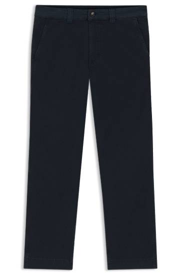 Bukser BOSS Stretch Cotton Twill Straight-Fit Trousers Mørkeblå | 50542911