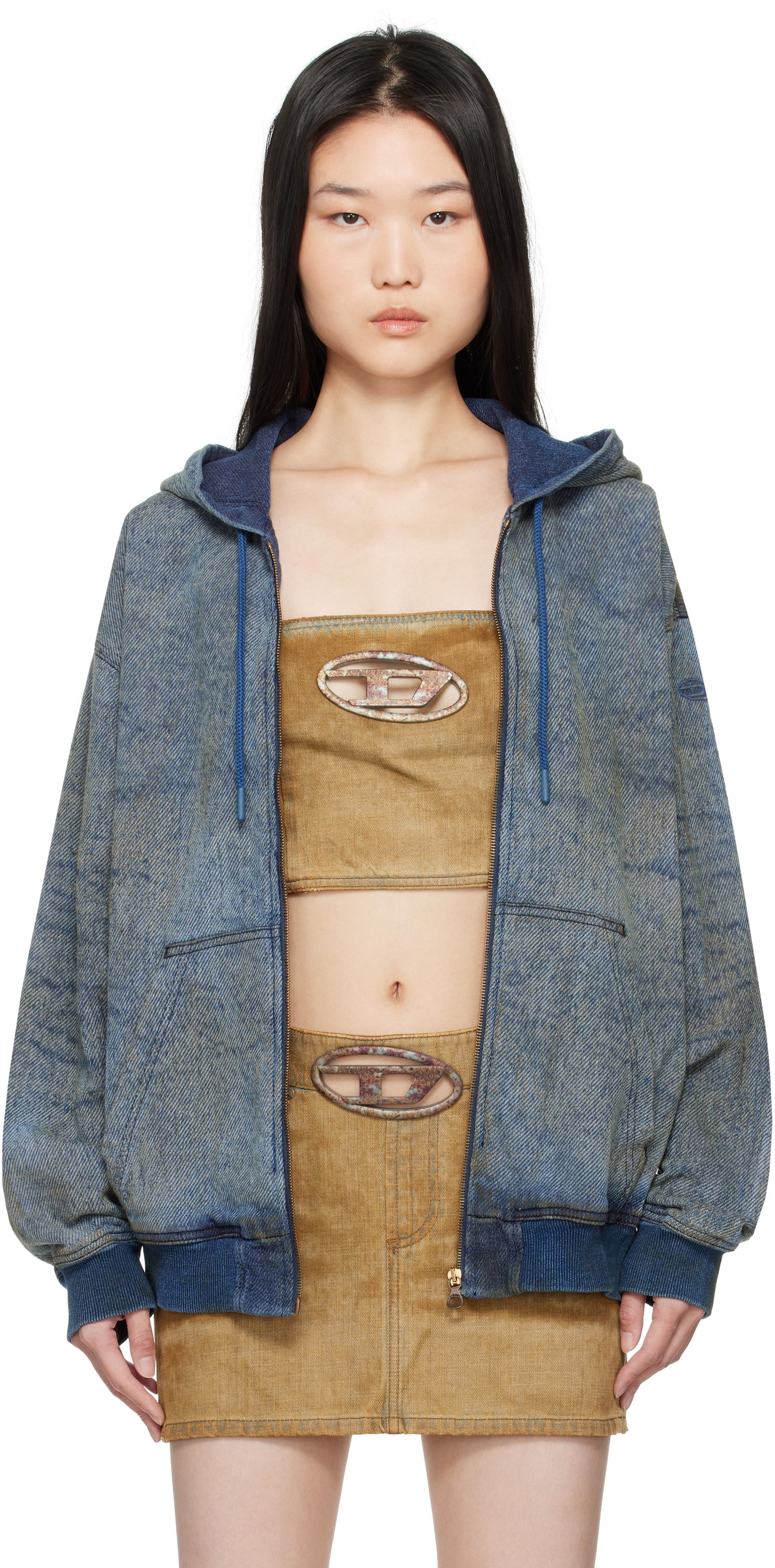 Sweatshirt Diesel D-Hari-Fsf Denim Hoodie Jacket Blå | A16492 068QE, 0
