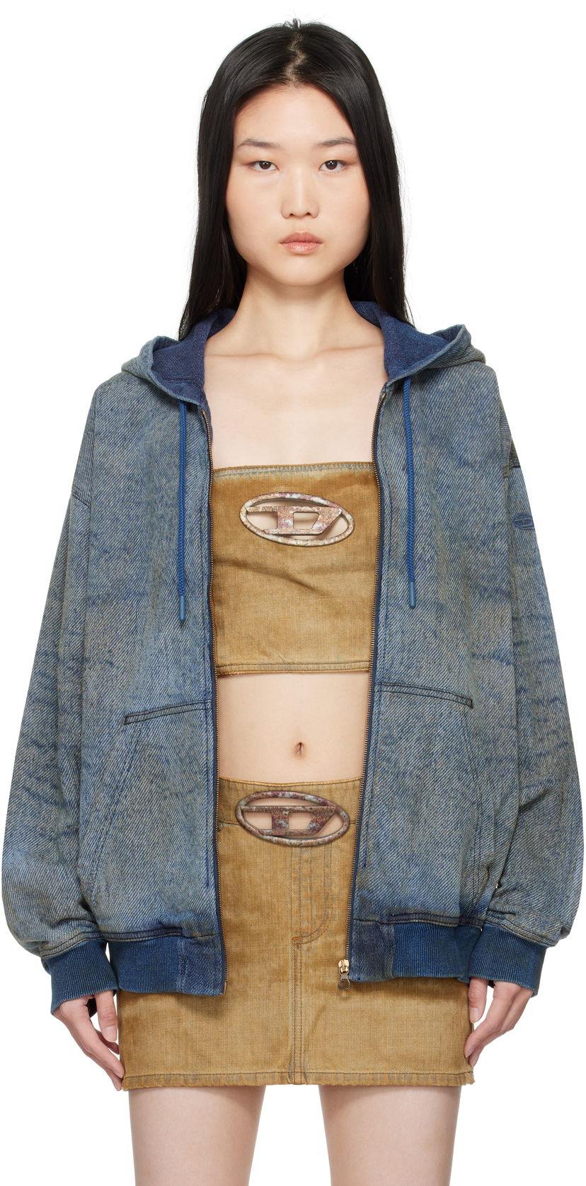 Sweatshirt Diesel D-Hari-Fsf Denim Hoodie Jacket Blå | A16492 068QE