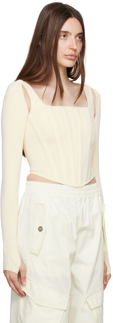 Tanktop Dion Lee Pointelle Knit Long Sleeve Top Hvid | A7460P23, 1
