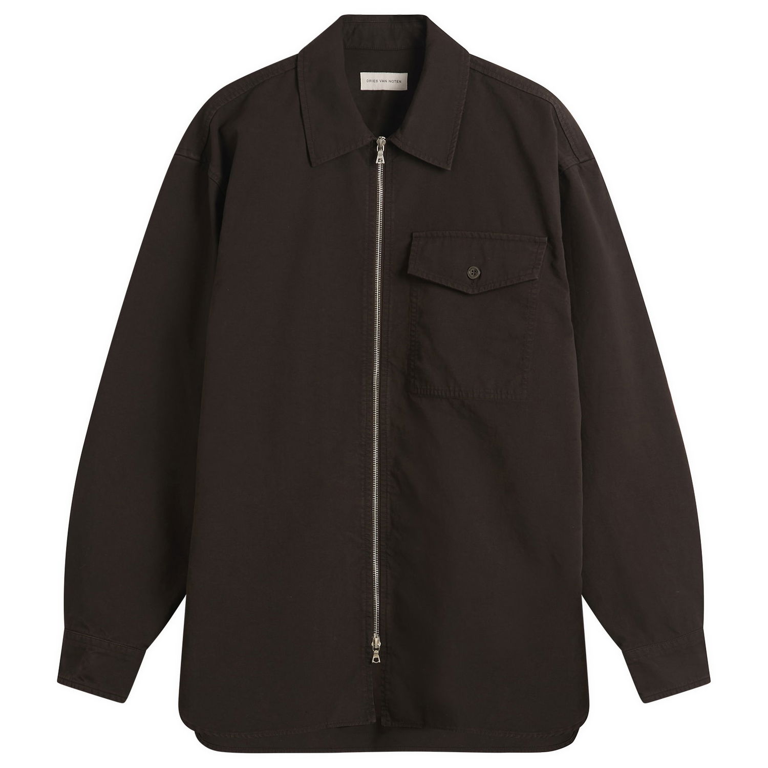 Jakke Dries Van Noten Dries Van Noten Overdyed Double Weave Cotton Shirt Jacket Brun | 252-020792-2101-703, 0