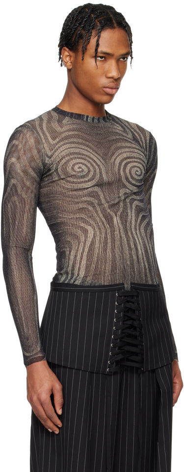 Sweater Jean Paul Gaultier Jean Paul Gaultier 'The Spirale' Sheer Long Sleeve T-Shirt Sort | 25/34-F-TO270-T587-000203, 1