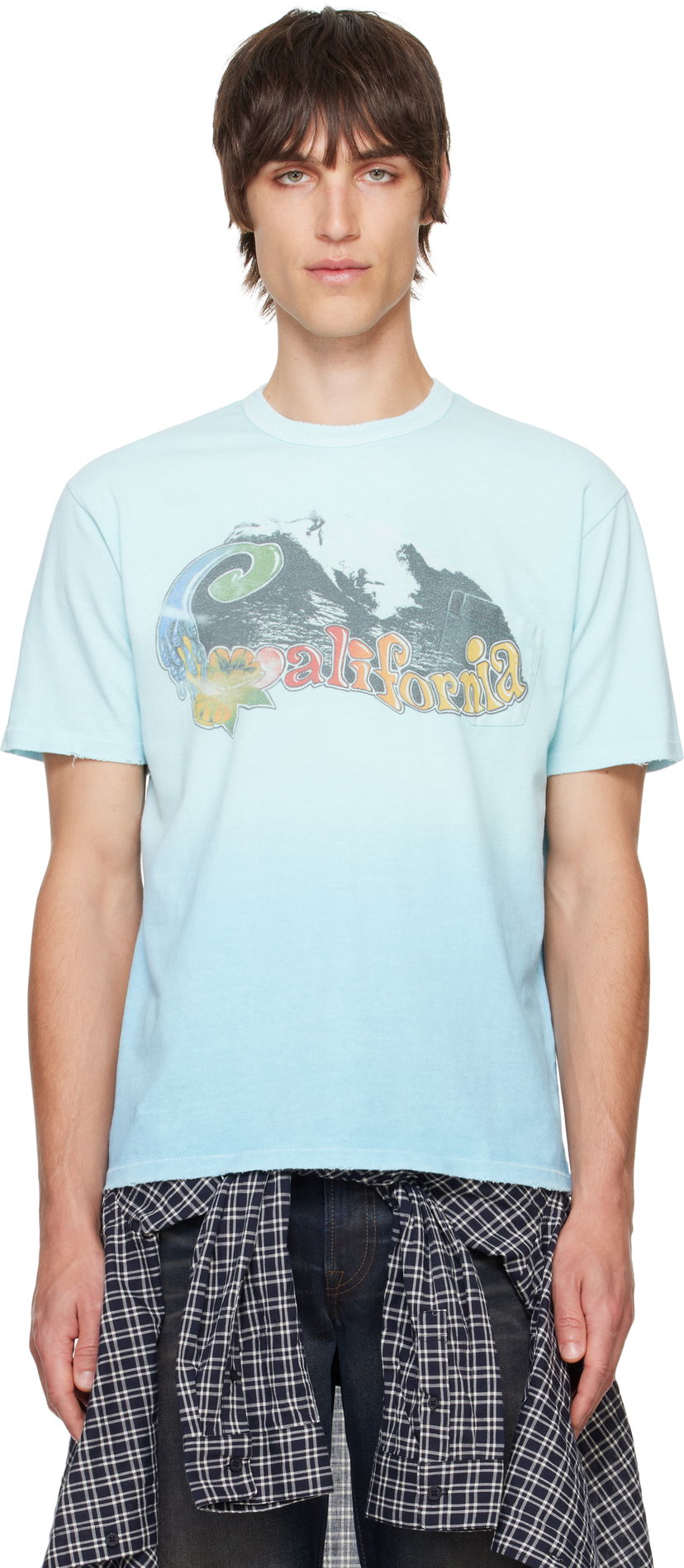 T-shirt ERL ERL California Wave Graphic T-Shirt Blå | ERL09T002