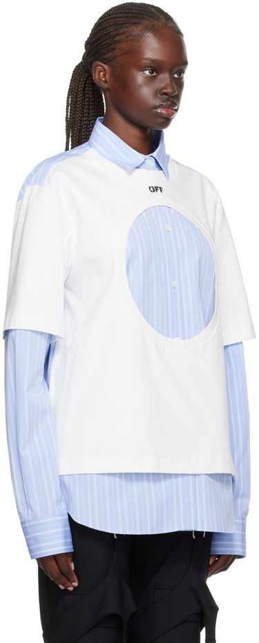 Skjorte Off-White Off-White Meteor Layered Shirt Hvid | OWGE012F23FAB0010140, 1