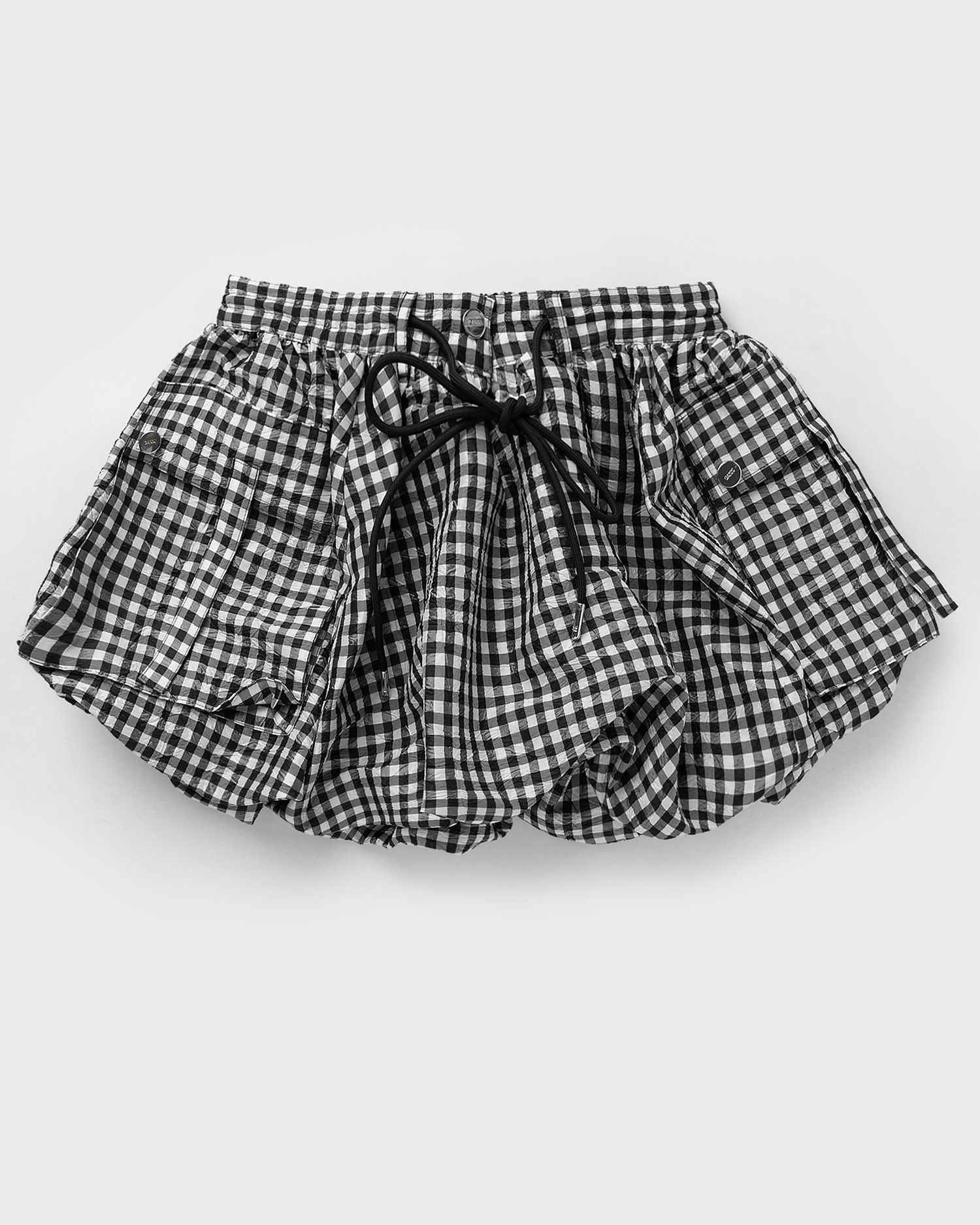 Nederdel GANNI Crinkled Taffeta Gingham Mini Bubble Skirt Sort | W0465-099, 0