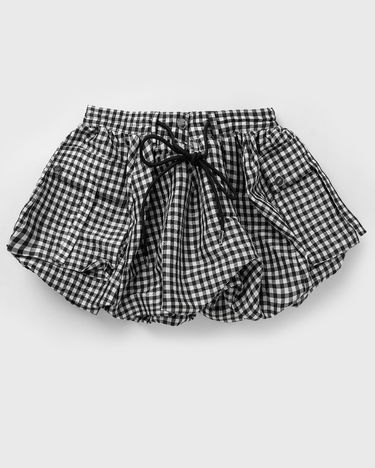 Nederdel GANNI Crinkled Taffeta Gingham Mini Bubble Skirt Sort | W0465-099, 0