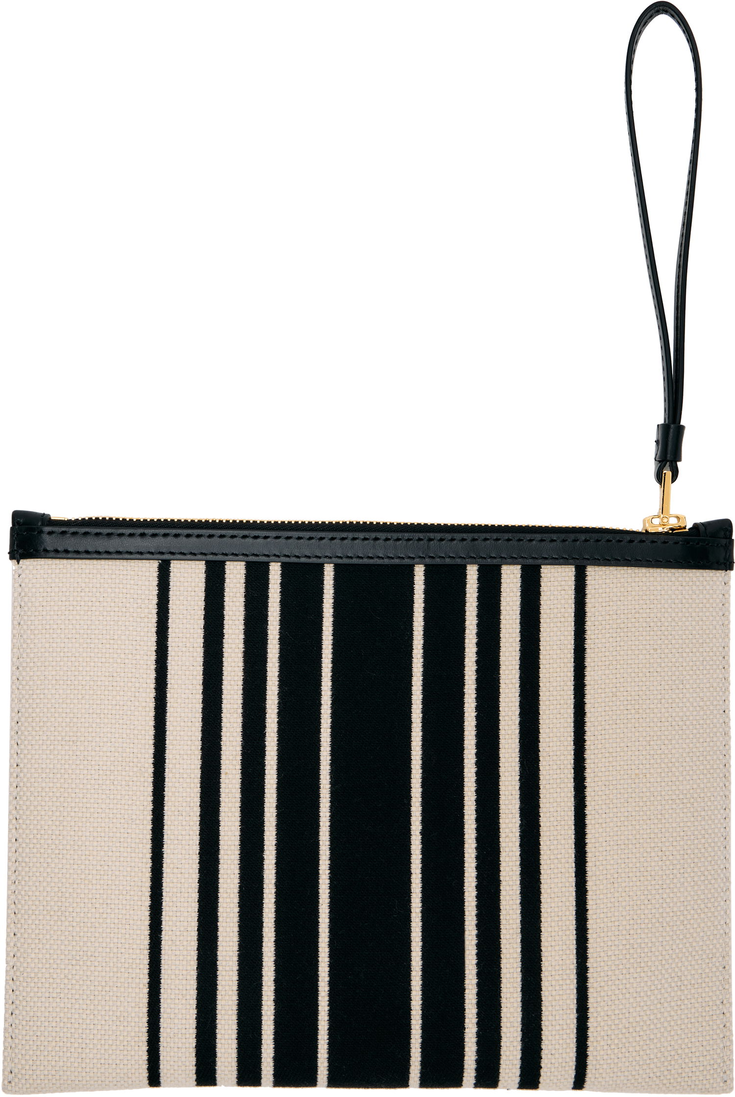 Tegnebog Tom Ford TOM FORD Striped Canvas Wristlet Pouch Beige | S0522-TCN056G, 1